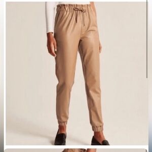 Abercrombie & Fitch Vegan Leather Joggers - Camel